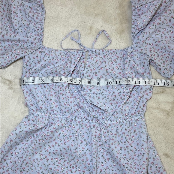 Beginning Boutique Sky Blue Floral Puff Sleeve Mini Dress NWOT - Picture 5 of 9